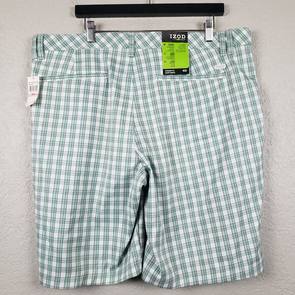 NEW! Izod Shorts Plaid Flat Front Button Fly - 40 - Picture 3 of 4